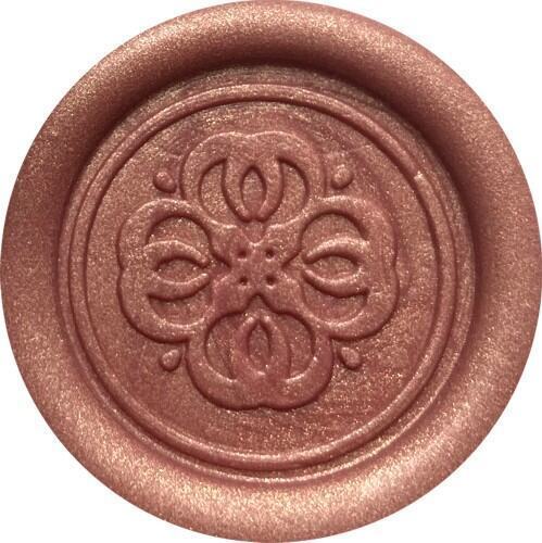 Stylized Flower 1" dia. Wax Seal Stamp with Dragons antique brass-tone handle