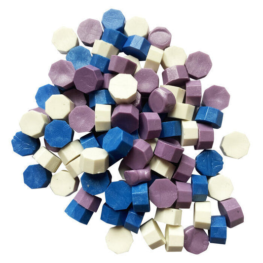 Blue Pearl, Lavender & Milky White Matte mixed Sealing Wax Beads (approx 250)