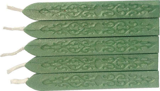 Shimmering Green Sealing Wax (with wick) - 5 Sticks