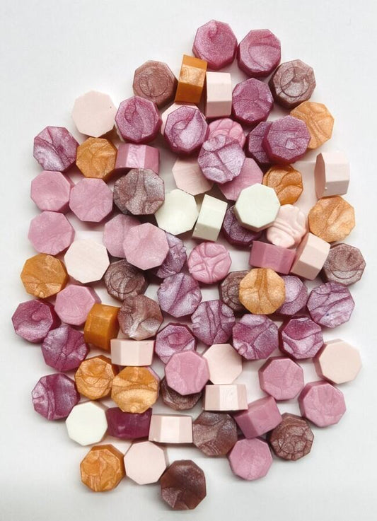 Pink-Rose/White/Orange Color Mix Sealing Wax Beads (approx 250 hex-shape beads)
