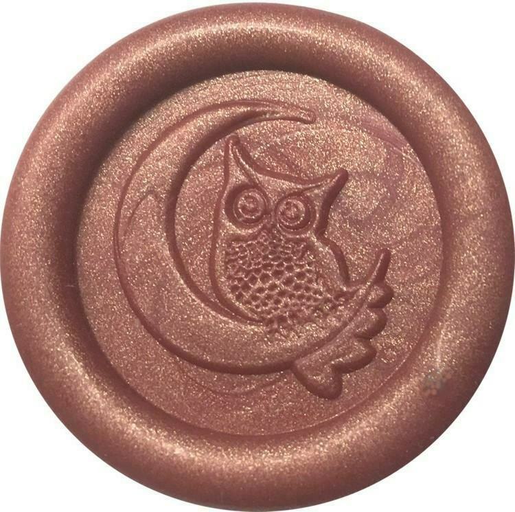 Owl in Crescent Moon Wax Seal Stamp Head, 1" diameter