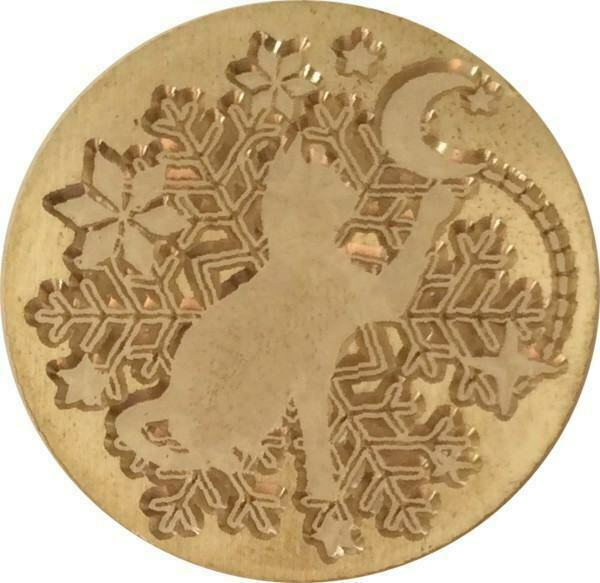 Cat reaching for Moon, superimposed on Snowflake - Wax Seal Stamp
