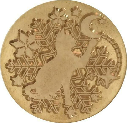 Cat reaching for Moon, superimposed on Snowflake - Wax Seal Stamp