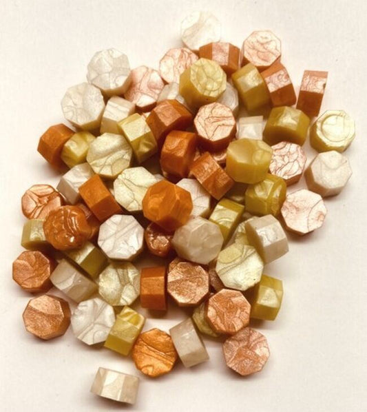 Fiery Aspens (yellow, orange, ivory) Pearl Color Mix Sealing Wax Beads (apprx 250 bds)