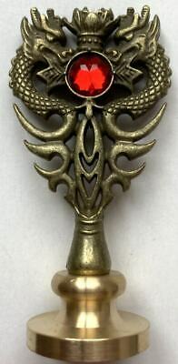 Two Hearts 1" diameter Wax Seal with Intricate Dragon handle
