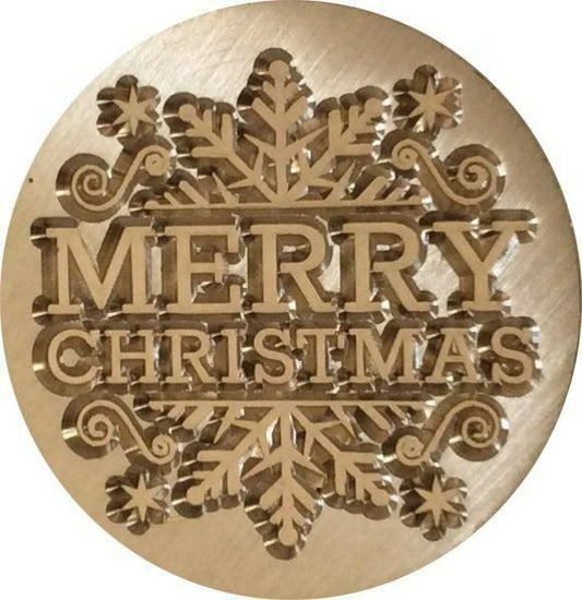 Merry Christmas on Snowflake Wax Seal Stamp Head