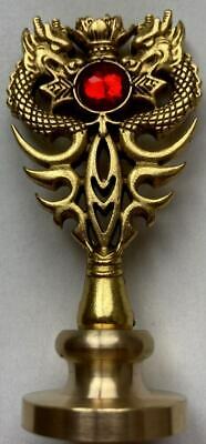 brass-tone twin dragon wax seal stamp handle