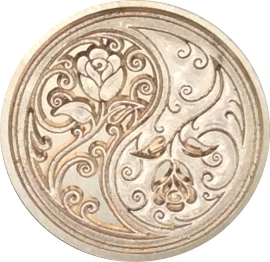 Yin Yang Roses Wax Seal Stamp Head, 1.2" diameter