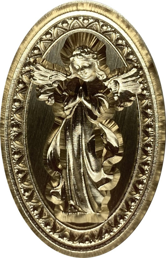 3D Angel surrounded by Intricate Oval Frame - Beautiful Wax Seal Stamp head