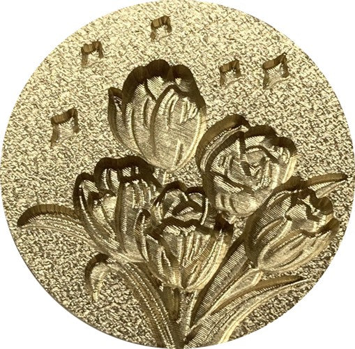 3D Tulip Bouquet on textured background - Wax Seal Stamp head, 1" diameter