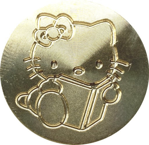 Hello Kitty - Cat Reading a Book - Wax Seal Stamp Head, 1" diameter - Adorable!