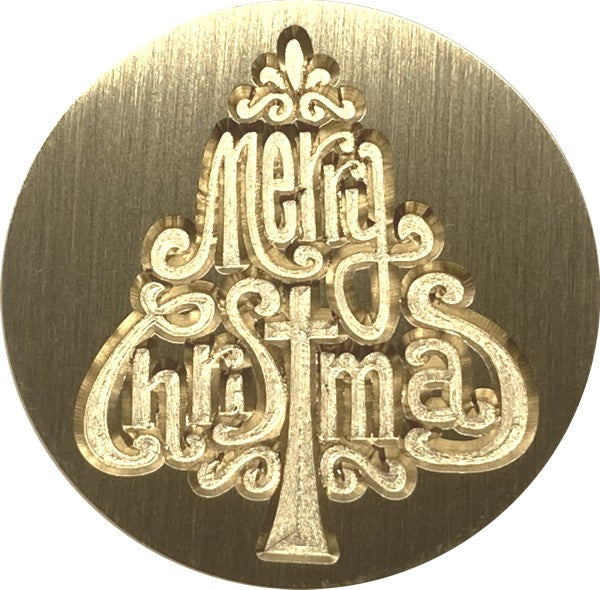 Stylized Tree, spelling Merry Christmas - Wax Seal Stamp head