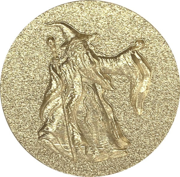 3D Bearded Wizard with Staff, textured background, Wax Seal Stamp head