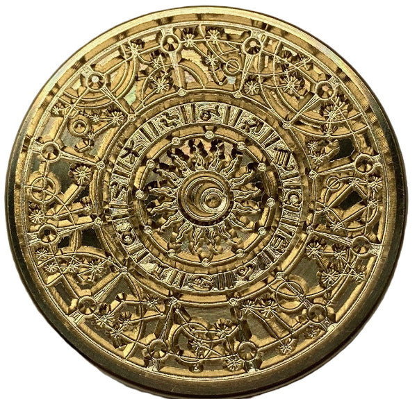 Ancient Zodiac Intricate Mandala, Moon/Star/Sun in Center - wax seal stamp