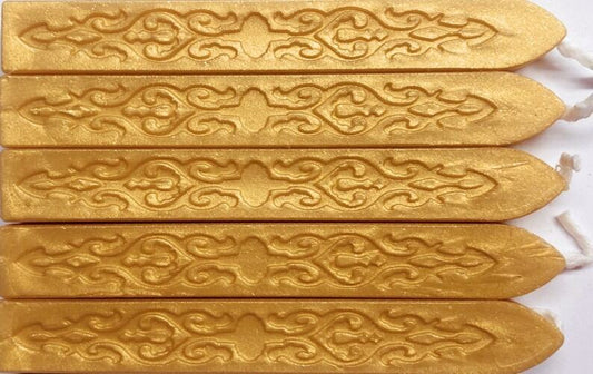 Yellow Gold Pearl Sealing Wax (with wick), 5 Sticks, for Beautiful Wax Seals!