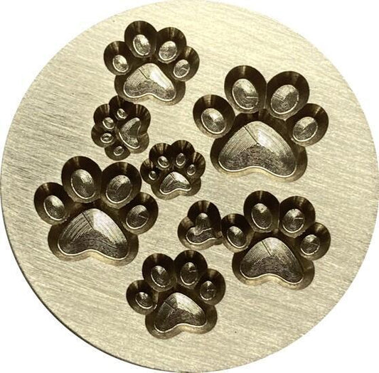Multi Paw Prints 1" diameter Wax Seal Stamp head, for Dog and Cat Lovers!