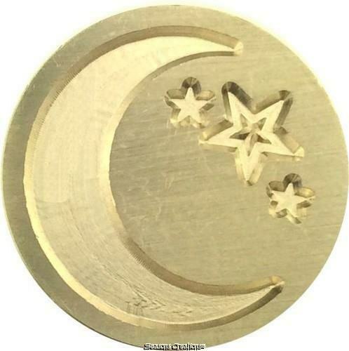 Moon and Three Stars Wax Seal Stamp Head, 1" diameter