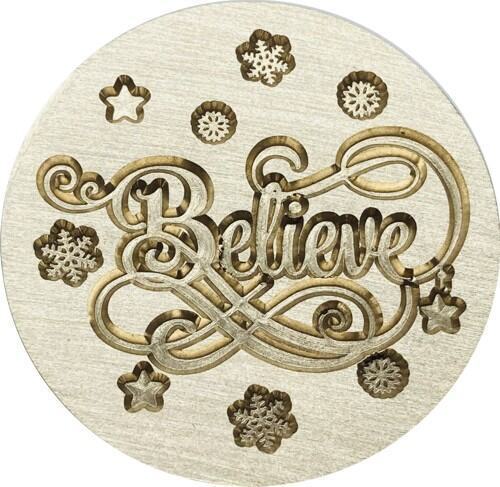 Believe - Script word surrounded by Snowflakes - Wax Seal Stamp Head