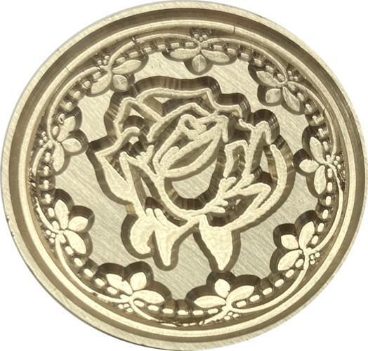 Rose Surrounded by Leafy Border,  1" diameter Wax Seal Stamp head