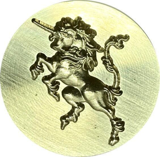 3D Mythical Unicorn engraved brass 1.2" diameter Wax Seal Stamp head