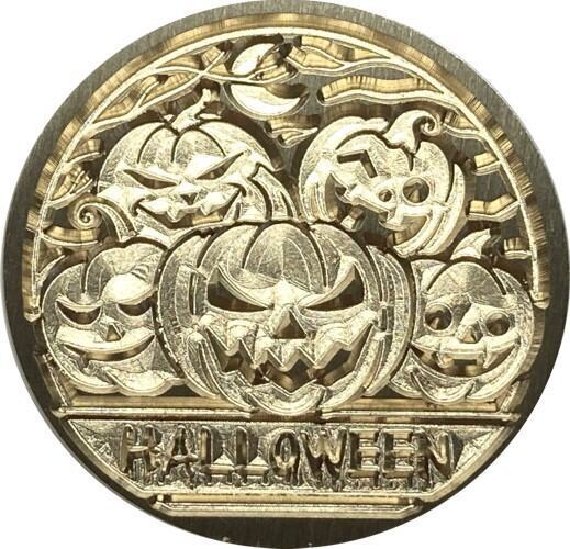 Scary Pumpkins under Crescent Moon, Halloween banner under - Wax Seal Stamp head