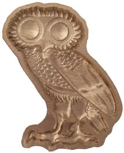3D Owl Wax Seal Stamp with Blue/Gray Wood Handle (click to see actual measurements)