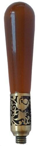 Amber-color resin Wax Seal Stamp Handle - 3 1/2" tall, filigree metal at base!