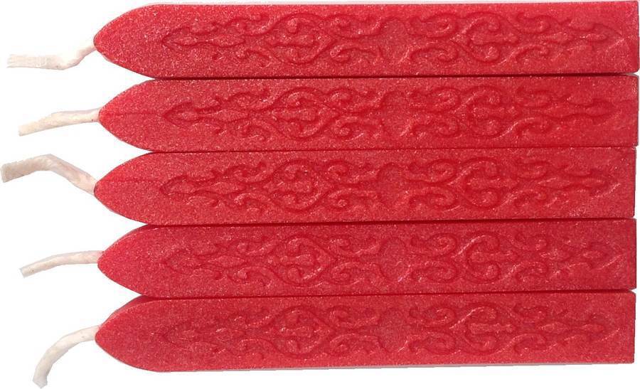 Shimmering Soft Red Sealing Wax (with wick) - 5 Sticks