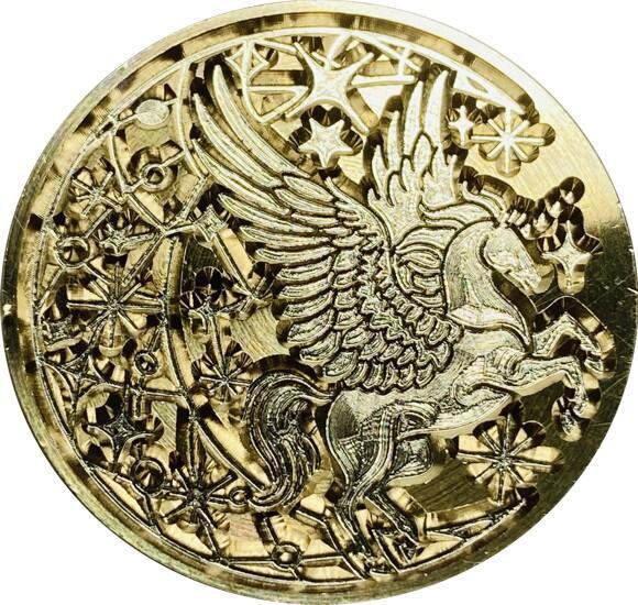 Winged Unicorn / Pegacorn in Crescent Moon & Stars Intricate Wax Seal Stamp head