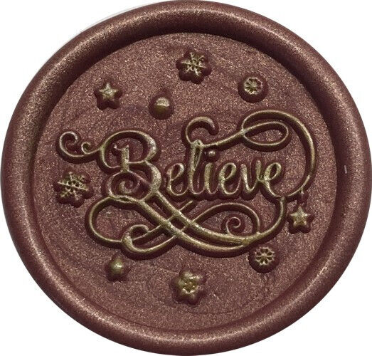 Believe - Script word surrounded by Snowflakes - Wax Seal Stamp Head