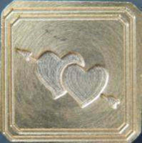 Twin Hearts 3/4" Square brass seal die (to use with Murano Glass Handle)