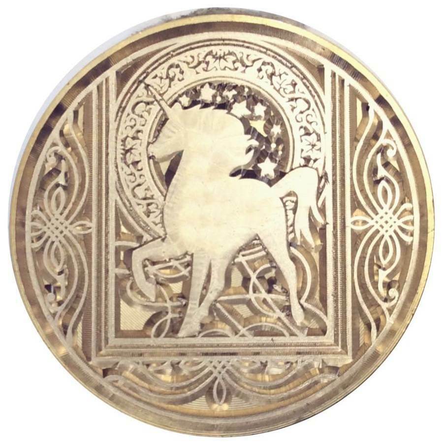 Unicorn Silhouette in Intricate Frame deluxe Wax Seal Stamp Head