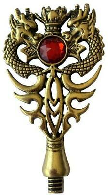 Intricate Twin Dragons wax seal stamp handle, Brass-tone